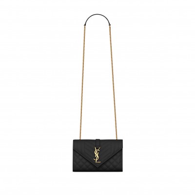 YSL ENVELOPE SMALL IN QUILTED GRAIN DE POUDRE EMBOSSED LEATHER 600195BOW911000 (21*13*6cm)